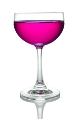 Glass of pink cocktails color isolate on white background