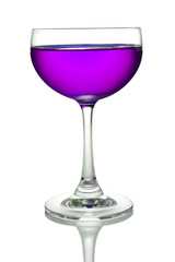 Glass of purple cocktails color isolate on white background