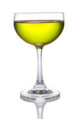 Glass of yellow cocktails color isolate on white background