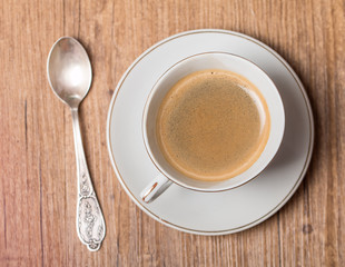 Top view on cup of coffee