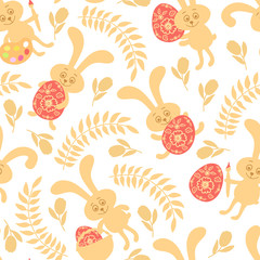 Seamless pattern of Easter bunnies