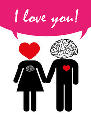 love couple, valentine's day, love with heart and brain