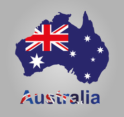 Australia map with flag inside