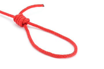 Red rope with knotted