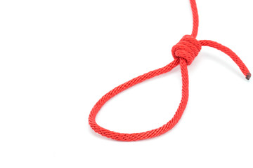 Red rope with knotted