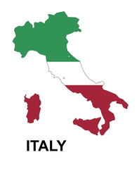 Italy map with flag, italy vector, map vector, flag
