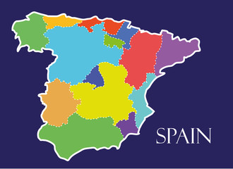 Fototapeta premium Spain map with flag inside, Spain map, Spain flag