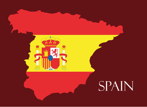 Spain map with flag inside, Spain map, Spain flag