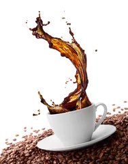 Rolgordijnen spattende koffie © Okea