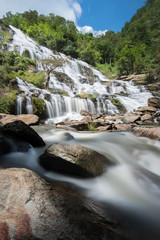 Fototapeta na wymiar beautiful waterfall and green forest Resting Place