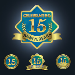 Celebrating 15 Years Anniversary - Blue seal with golden ribbon