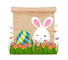 easter egg and bunny of spring with paper