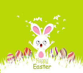 Happy easter cards illustration with eggs and bunny