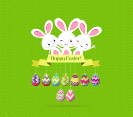 easter eggs and bunny funny label greeting card