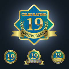 Celebrating 19 Years Anniversary - Blue seal with golden ribbon