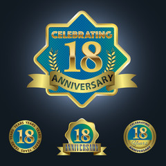 Celebrating 18 Years Anniversary - Blue seal with golden ribbon