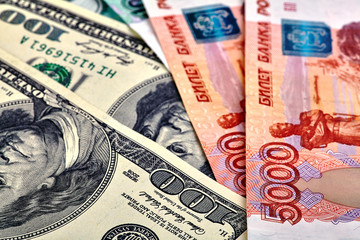 Fototapeta na wymiar USD RUB banknotes
