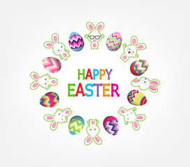 easter eggs with bunny funny around greeting card