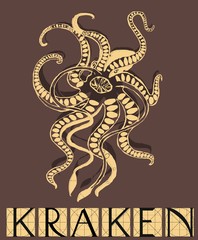 Kraken mythical sea monster  with title