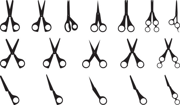 Scissors set illustrated on white