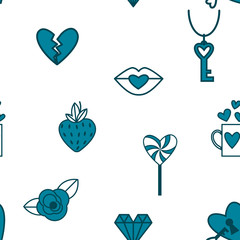 Romantic Seamless with Symbols of Valentines Day