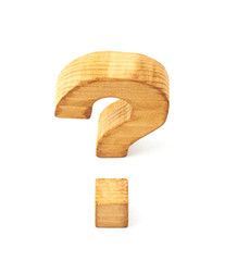 Wooden question mark isolated