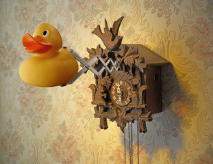 cuckoo clock with rubber duck