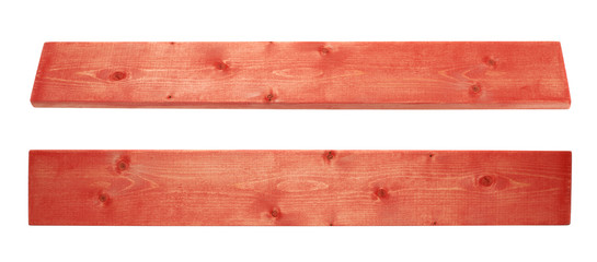Colored pine wood board plank isolated