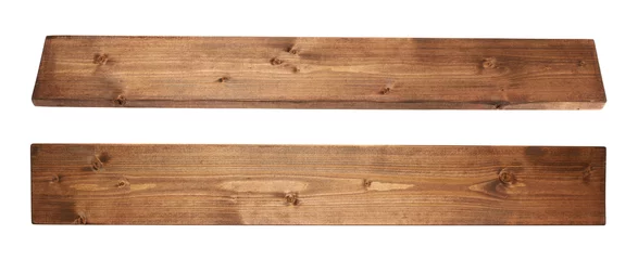 Fotobehang Gekleurde grenen houten plank geïsoleerd © exopixel