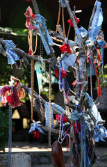 Naklejka premium Wish tree in the Ghost town of Kayakoy (Turkey)