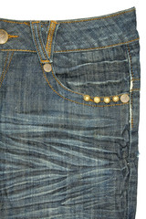 Blue jeans pocket on white