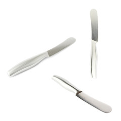 Steel kitchen spatula knife isolated