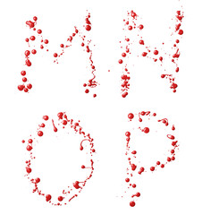 Letters made with the drops of paint