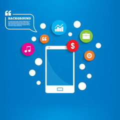 Business signs. Graph chart and case icons.