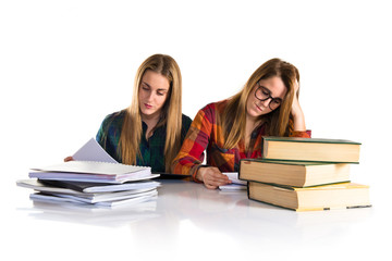 Sisters studying together