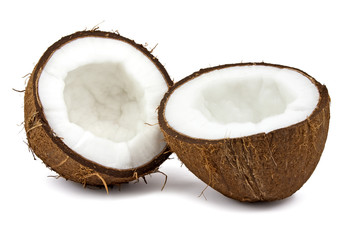 Fresh coconut on white background