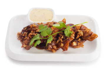 Fried pork with garlic pepper