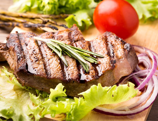 Beef steak with fresh herbs