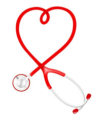 Heart shaped stethoscope isolated on white - 77533992