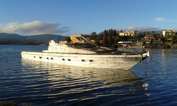 Ship Wreck abandoned motor boat