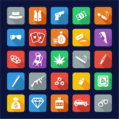 Gangster Icons Flat Design