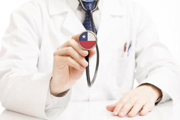 Doctor holding stethoscope with flag series - Chile