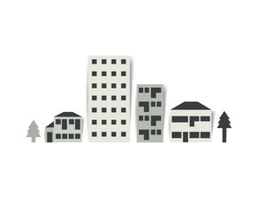 Obraz premium City street Illustration. Black and white town silhouette.