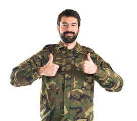 Soldier with thumb up