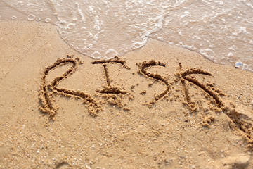 Beaches waves and risk text drawn.