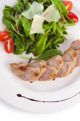 Sausage with rocket salad