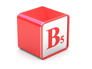 B5 vitamin symbol on red cube