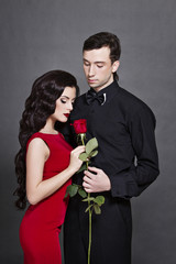 Portrait of a beautiful romantic couple in love