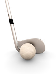 Golf club and golf ball close-up