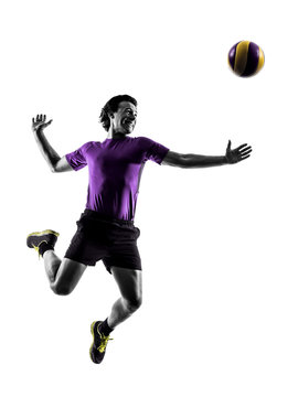 volley ball player man silhouette white background